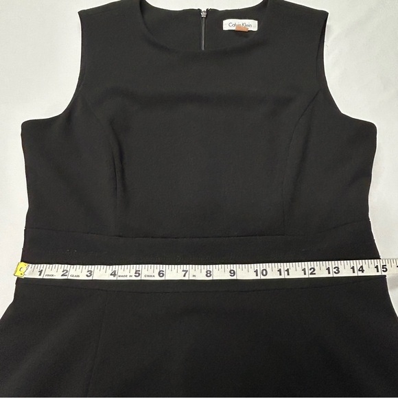 Calvin Klein Midi Dress Womens Size 10 Round Neck Sleeveless Sheer Ruffle Black - Picture 11 of 12